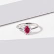 WHITE GOLD RING WITH OVAL RUBY AND DIAMONDS - RUBY RINGS - 
