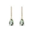 Green amethyst and diamond earrings in yellow gold
