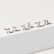 GOLD EARRINGS WITH EMERALD CUT DIAMONDS - DIAMOND STUD EARRINGS - EARRINGS