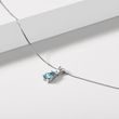 SWISS BLUE TOPAZ AND DIAMOND PENDANT ON WHITE GOLD CHAIN - TOPAZ NECKLACES - NECKLACES