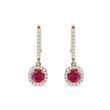 Brilliant Earrings with Rubies in Yellow Gold