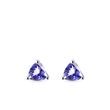 PUCES D'OREILLES EN OR BLANC AVEC TANZANITES - BOUCLES D’OREILLES EN TANZANITE - BOUCLES D'OREILLES