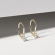 Gold Earrings with Clear Diamonds