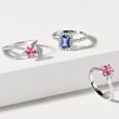BAGUE DE FIANÇAILLES EN OR BLANC AVEC SAPHIR ROSE ET DIAMANTS - BAGUES DE FIANÇAILLES EN SAPHIR - BAGUES DE FIANÇAILLES