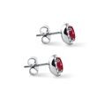 PUCES D'OREILLES AURÉOLE EN OR BLANC AVEC RUBIS OVALE ET DIAMANTS - BOUCLES D'OREILLES EN RUBIS - BOUCLES D'OREILLES