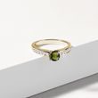 IMPOSING MOLDAVITE AND DIAMOND RING IN YELLOW GOLD - MOLDAVITE RINGS - RINGS