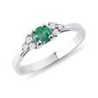 EMERALD AND DIAMOND RING IN 14K WHITE GOLD - EMERALD RINGS - RINGS