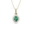 Emerald and diamond necklace in 14k yellow gold