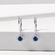 BOUCLES D'OREILLES EN OR BLANC AVEC SAPHIRS ET DIAMANTS - BOUCLES D'OREILLES EN SAPHIR - BOUCLES D'OREILLES