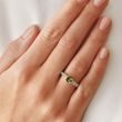 IMPOSING MOLDAVITE AND DIAMOND RING IN YELLOW GOLD - MOLDAVITE RINGS - RINGS