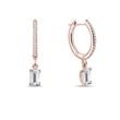 EMERALD CUT DIAMOND DROP EARRINGS IN ROSE GOLD - DIAMOND EARRINGS - EARRINGS