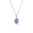 TANZANITE AND DIAMOND WHITE GOLD HALO NECKLACE - TANZANITE NECKLACES - NECKLACES