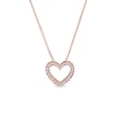 Heart-shaped diamond necklace in rose gold