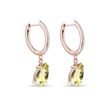 BOUCLES D'OREILLES D'OR ROSE AVEC BRILLANTS ET QUARTZ CITRON - BOUCLES D'OREILLES AVEC GEMMES - BOUCLES D'OREILLES