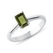 WEISSGOLDENER RING MIT MOLDAVIT IM SMARAGDSCHLIFF - RINGE MOLDAVIT - RINGE