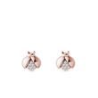 BOUCLES D'OREILLES COCCINELLE EN OR ROSE AVEC DIAMANTS - BOUCLES D'OREILLES POUR ENFANTS - BOUCLES D'OREILLES