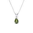 MOLDAVITE AND DIAMOND PENDANT ON WHITE GOLD CHAIN - MOLDAVITE NECKLACES - NECKLACES