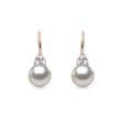 BOUCLES D'OREILLES AVEC PERLE AKOYA ET DIAMANTS EN OR ROSE - BOUCLES D'OREILLES EN PERLES - PERLES