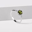 RING AUS 14 KT WEISSGOLD MIT MOLDAVIT UND DIAMANTEN - RINGE MOLDAVIT - RINGE