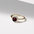 GOLD RING WITH GARNET AND DIAMONDS - GARNET RINGS - RINGS