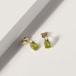 Olivine earrings with diamonds in yellow gold
