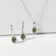 MOLDAVITE AND DIAMOND WHITE GOLD HALO NECKLACE - MOLDAVITE NECKLACES - NECKLACES