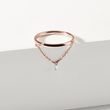 14K ROSE GOLD DIAMOND RING WITH A CHAIN - DIAMOND RINGS - RINGS