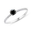 BAGUE D'OR BLANC 14 CT AVEC DIAMANT NOIR - BAGUES DE FIANÇAILLES AVEC DIAMANTS DE COULEUR - BAGUES DE FIANÇAILLES