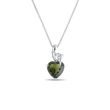 COLLIER COEUR EN OR BLANC AVEC MOLDAVITE ET DIAMANT - COLLIERS AVEC MOLDAVITE - COLLIERS