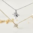 DIAMANTHALSKETTE IN POLARSTERNFORM AUS GELBGOLD - KETTEN MIT DIAMANTEN - KETTEN