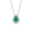 ELEGANT DIAMOND NECKLACE WITH EMERALD IN WHITE GOLD - EMERALD NECKLACES - NECKLACES