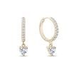 GOLD DIAMOND HUGGIE HOOPS WITH A HEART - DIAMOND EARRINGS - EARRINGS