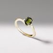 BAGUE AVEC MOLDAVITE VOLUMINEUSE ET DIAMANTS - BAGUES EN MOLDAVITE - BAGUES