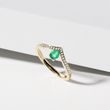 EMERALD TEARDROP RING IN 14K YELLOW GOLD - EMERALD RINGS - RINGS