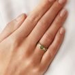 ROUND MOLDAVITE AND DIAMOND GOLD RING - MOLDAVITE RINGS - RINGS