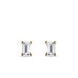 GOLD EARRINGS WITH EMERALD CUT DIAMONDS - DIAMOND STUD EARRINGS - EARRINGS