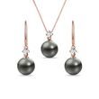 TAHITIAN PEARL AND DIAMOND ROSE GOLD JEWELRY SET - PEARL SETS - PEARL JEWELRY
