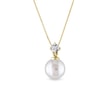 GOLD PENDANT WITH DIAMOND AND PEARL WHITE - PEARL PENDANTS - PEARL JEWELLERY