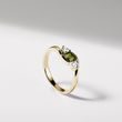 ELEGANT MOLDAVITE AND DIAMOND GOLD RING - MOLDAVITE RINGS - RINGS