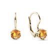 BOUCLES D'OREILLES EN OR JAUNE 14 CT AVEC CITRINES TAILLE RONDE - BOUCLES D'OREILLES EN CITRINE - BOUCLES D'OREILLES