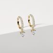 GOLD DIAMOND HUGGIE HOOPS WITH A HEART - DIAMOND EARRINGS - EARRINGS