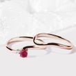 DIAMOND AND RUBY WAVE RING IN ROSE GOLD - RUBY ENGAGEMENT RINGS - ENGAGEMENT RINGS