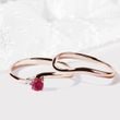 DIAMOND AND RUBY WAVE RING IN ROSE GOLD - RUBY RINGS - RINGS