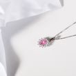 Naszyjnik z białego złota z różowym szafirem i diamentami