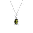 HALSKETTE AUS 14 KT WEISSGOLD MIT DIAMANT UND MOLDAVIT - KETTEN MIT MOLDAVIT - KETTEN