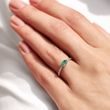GREEN EMERALD RING WITH DIAMONDS IN WHITE GOLD - EMERALD RINGS - 