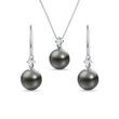 TAHITIAN PEARL AND DIAMOND WHITE GOLD JEWELRY SET - PEARL SETS - PEARL JEWELRY