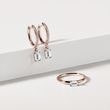 EMERALD CUT DIAMOND DROP EARRINGS IN ROSE GOLD - DIAMOND EARRINGS - EARRINGS