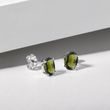 BOUCLES D'OREILLES EN OR BLANC AVEC MOLDAVITES OVALES - BOUCLES D'OREILLES EN MOLDAVITE - BOUCLES D'OREILLES