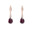 BOUCLES D'OREILLES EN OR ROSE AVEC DIAMANTS ET RHODOLITES - BOUCLES D'OREILLES AVEC GEMMES - BOUCLES D'OREILLES